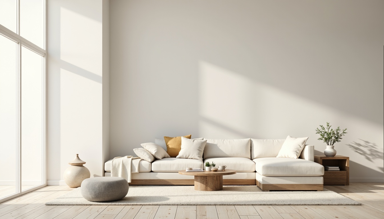 Prompt: Monochromatic color scheme, soft pastel hues, creamy whites, gentle grays, subtle beige tones, natural wood textures, sleek metal accents, minimalist decor, sparse furniture arrangement, empty space emphasis, calm atmosphere, softbox lighting, shallow depth of field, 1/1 composition, realistic renderings, ambient occlusion.