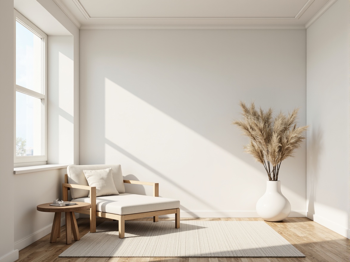 Prompt: Monochromatic color scheme, soft pastel hues, creamy whites, gentle grays, subtle beige tones, natural wood textures, sleek metal accents, minimalist decor, sparse furniture arrangement, empty space emphasis, calm atmosphere, softbox lighting, shallow depth of field, 1/1 composition, realistic renderings, ambient occlusion.