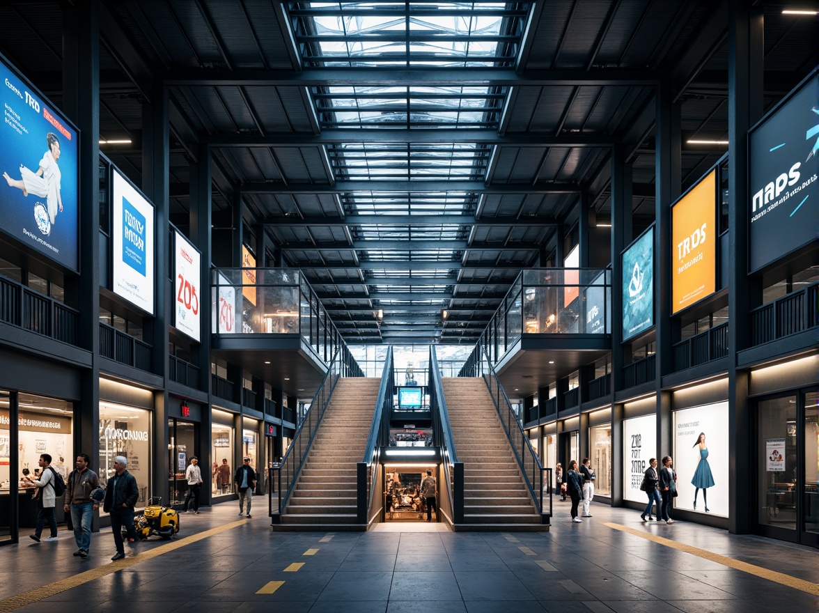 Prompt: Modern metro station, sleek architecture, bright LED lighting, futuristic ambiance, high ceilings, grand staircases, spacious platforms, dynamic signage, urban cityscape, rush hour atmosphere, warm color temperature, softbox lighting, indirect illumination, energy-efficient solutions, sustainable design, minimalist aesthetic, industrial materials, exposed ductwork, concrete floors, steel beams, vibrant advertisements, bustling pedestrian traffic, shallow depth of field, 1/1 composition, realistic textures, ambient occlusion.