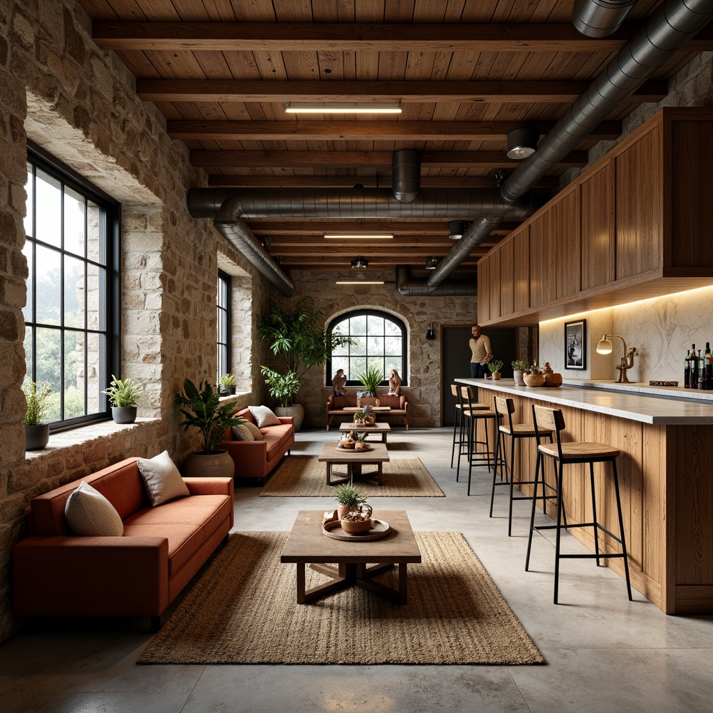 Prompt: Rustic wooden accents, smooth marble countertops, rough stone walls, velvety soft upholstery, metallic industrial pipes, distressed vintage furniture, natural woven fibers, earthy terracotta pots, sleek glass surfaces, matte black metal frames, warm golden lighting, shallow depth of field, 1/1 composition, realistic textures, ambient occlusion.