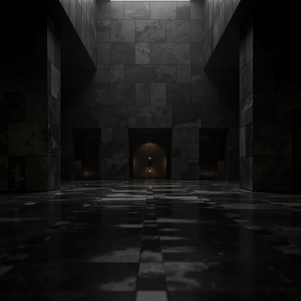 Prompt: Dark mysterious atmosphere, black sleek surfaces, modern minimalist design, bold typography, dramatic shadows, high-contrast lighting, luxurious textures, metallic accents, sophisticated elegance, avant-garde aesthetic, abstract geometric patterns, moody color palette, subtle gradient effects, cinematic composition, low-key illumination, atmospheric mist, 1/1 aspect ratio, realistic reflections.