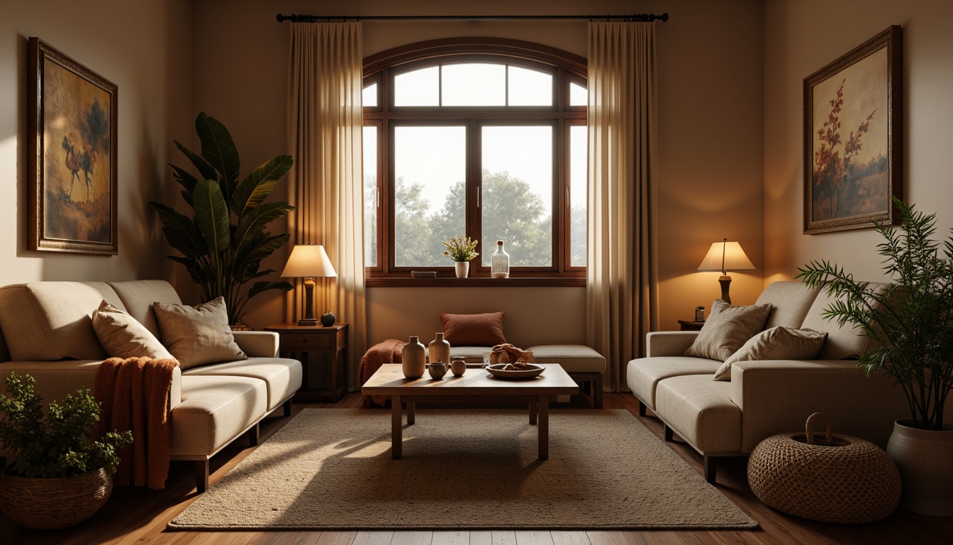 Prompt: Cozy living room, plush sofas, soft cushions, warm throw blankets, natural fiber upholstery, velvet fabrics, subtle sheen, earthy tones, comfortable seating, ergonomic design, ambient lighting, floor lamps, table lamps, warm beige walls, dark wood accents, woven baskets, potted plants, calming atmosphere, relaxing ambiance, soft focus, shallow depth of field, 1/1 composition, realistic textures.