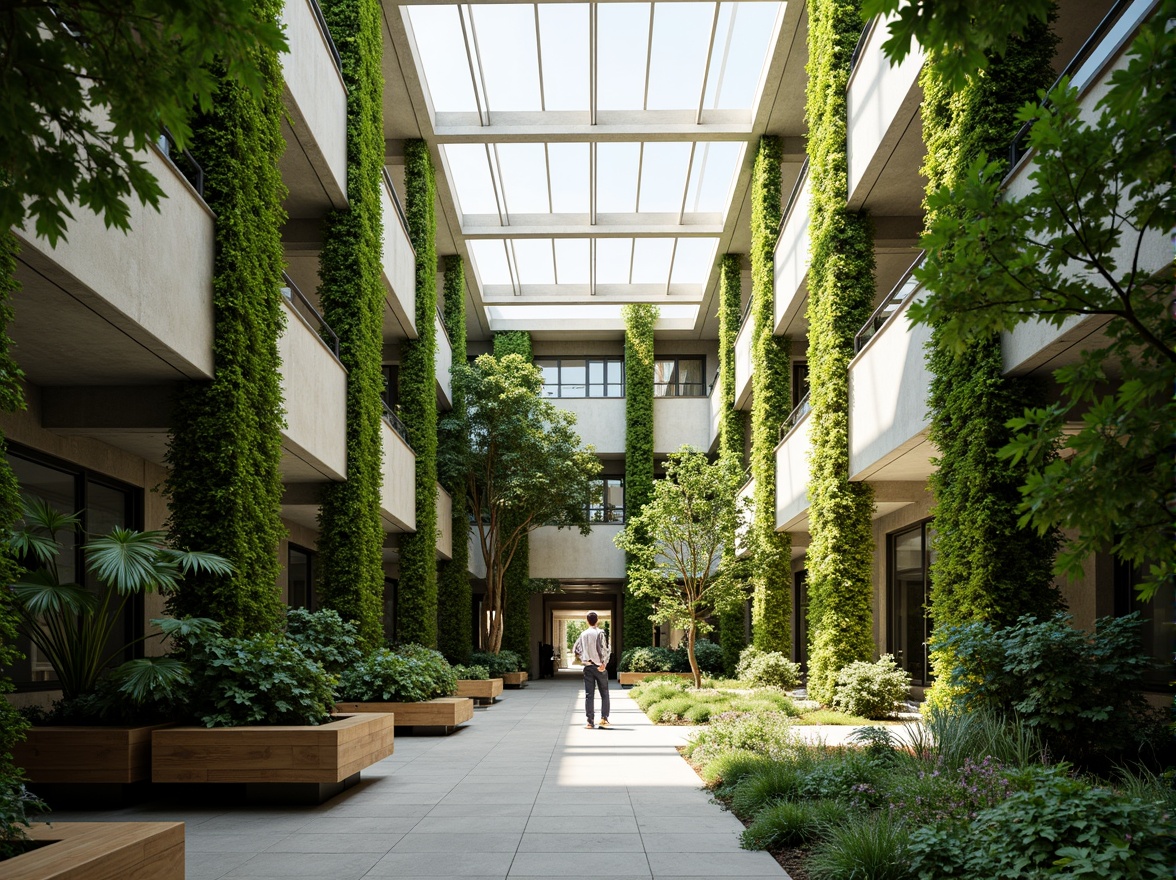 Prompt: Natural light-filled atrium, lush green walls, modern minimalist interior design, sleek metal ducts, whisper-quiet air circulation systems, energy-efficient ventilation technologies, automated climate control, comfortable indoor temperature ranges, humidity regulation, fresh air intake systems, odor elimination, advanced filtration systems, silent operation modes, smart sensors, real-time monitoring, data analytics, optimized airflow patterns, 3D modeling simulations, sustainable building materials, eco-friendly coatings, natural stone flooring, wooden accents, calming color schemes, soft warm lighting, shallow depth of field, realistic textures.