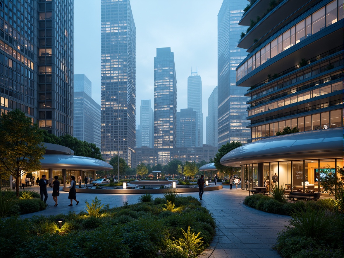 Prompt: Futuristic cityscape, sleek skyscrapers, neon lights, holographic advertisements, levitating transportation pods, verdant green roofs, urban farms, misty atmospheric effects, shallow depth of field, 3/4 composition, panoramic view, realistic textures, ambient occlusion, curved lines, metallic materials, glass facades, LED lighting systems, sustainable energy harvesting, wind turbines, solar panels, water conservation systems, eco-friendly infrastructure, innovative cooling technologies, shaded outdoor spaces, misting systems, vibrant colorful accents, intricate geometric patterns.