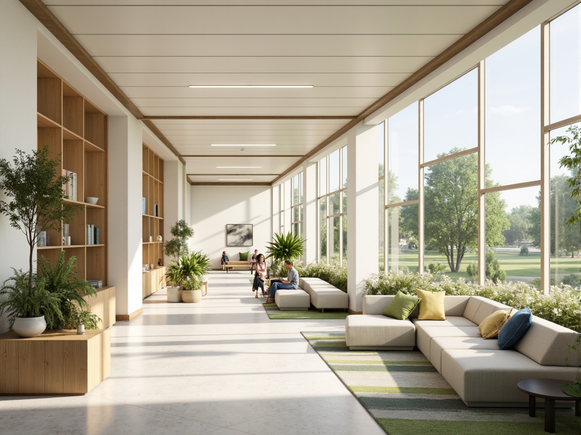 Prompt: Calming healthcare facility, soothing color scheme, gentle pastel hues, soft whites, creamy beiges, pale blues, muted greens, warm earth tones, natural wood accents, comfortable seating areas, peaceful ambiance, abundant natural light, subtle texture variations, organic patterns, serene atmosphere, shallow depth of field, 1/1 composition, realistic renderings, ambient occlusion.