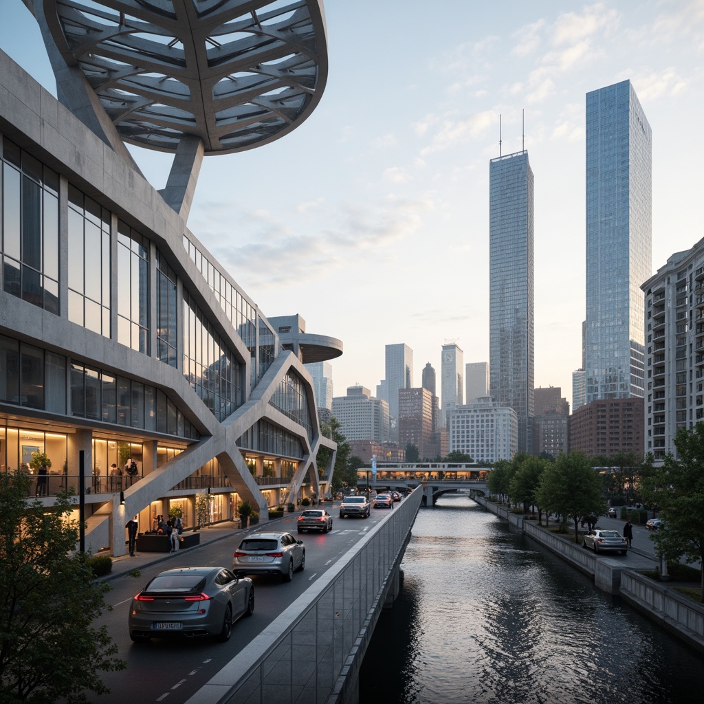 Prompt: Futuristic vehicular bridge, fusion architecture, sleek metallic beams, curved lines, dynamic shapes, LED lighting systems, translucent canopies, cantilevered structures, suspension cables, reinforced concrete pillars, steel arches, glass floors, panoramic views, urban cityscape, misty morning atmosphere, soft warm glow, shallow depth of field, 1/1 composition, realistic reflections, ambient occlusion.