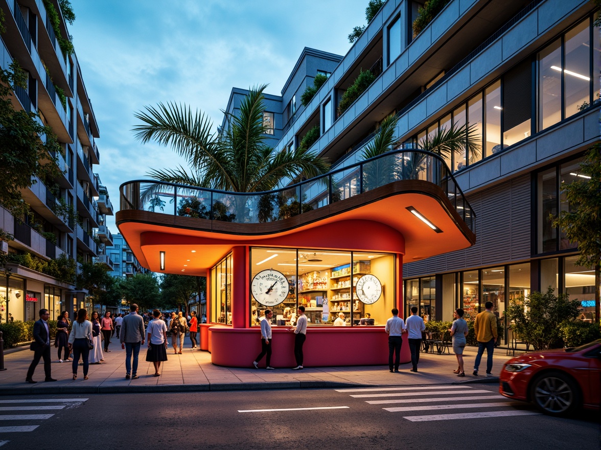 Prompt: Vibrant market stall, eclectic mix of materials, bold color scheme, irregular shapes, futuristic curves, neon lights, LED displays, transparent glass roofs, industrial metal beams, reclaimed wood accents, experimental structures, cantilevered extensions, dynamic forms, adaptive reuse, urban renewal, bustling streetscape, lively atmosphere, shallow depth of field, 1/1 composition, cinematic lighting, realistic textures, ambient occlusion.