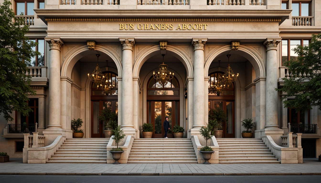 Prompt: Grandiose monument, classical facade, ornate columns, carved stone details, symmetrical architecture, majestic entrance, sweeping staircases, intricate moldings, gilded decorations, solemn atmosphere, warm golden lighting, shallow depth of field, 1/1 composition, realistic textures, ambient occlusion, historic landmarks, cultural heritage, iconic structures, urban cityscape, vibrant street life.