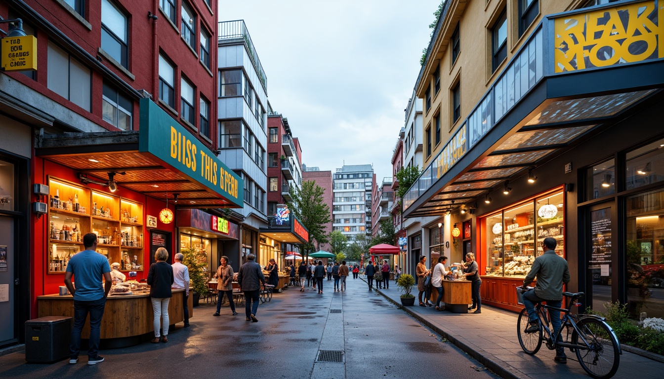 Prompt: Vibrant market stalls, eclectic mix of vendors, experimental architecture, bold color schemes, dynamic shapes, abstract patterns, metallic accents, LED lighting, transparent canopies, urban cityscape, bustling streets, daytime atmosphere, soft natural light, shallow depth of field, 1/2 composition, wide-angle lens, high-contrast textures, ambient occlusion.Let me know if this meets your requirements!