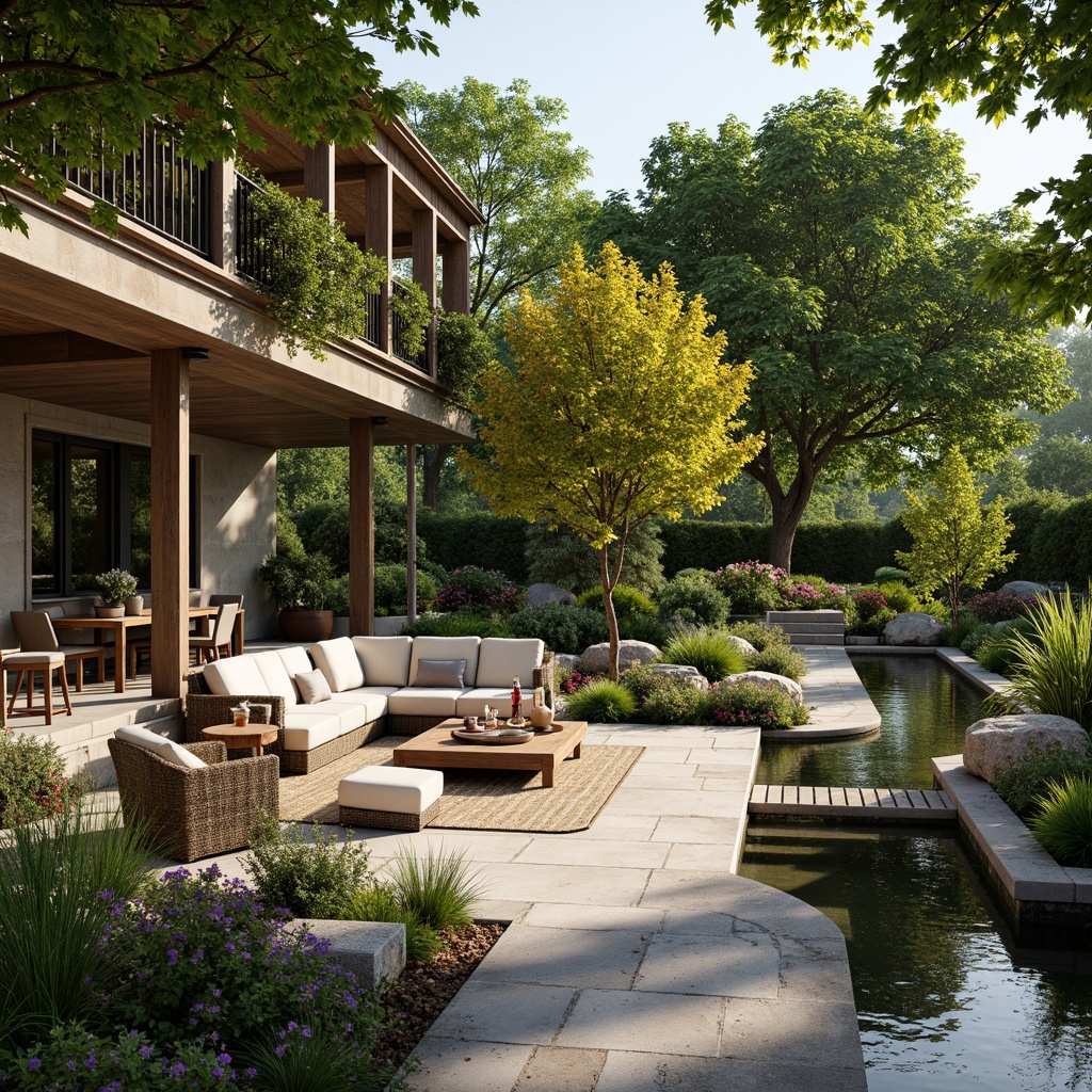 Prompt: Cozy patio, lush greenery, vibrant flowers, comfortable outdoor furniture, soft cushions, warm lighting, natural stone pathways, wooden decks, tranquil water features, serene ambiance, sunny day, gentle breeze, shallow depth of field, 1/1 composition, realistic textures, ambient occlusion.Let me know if this meets your requirements!