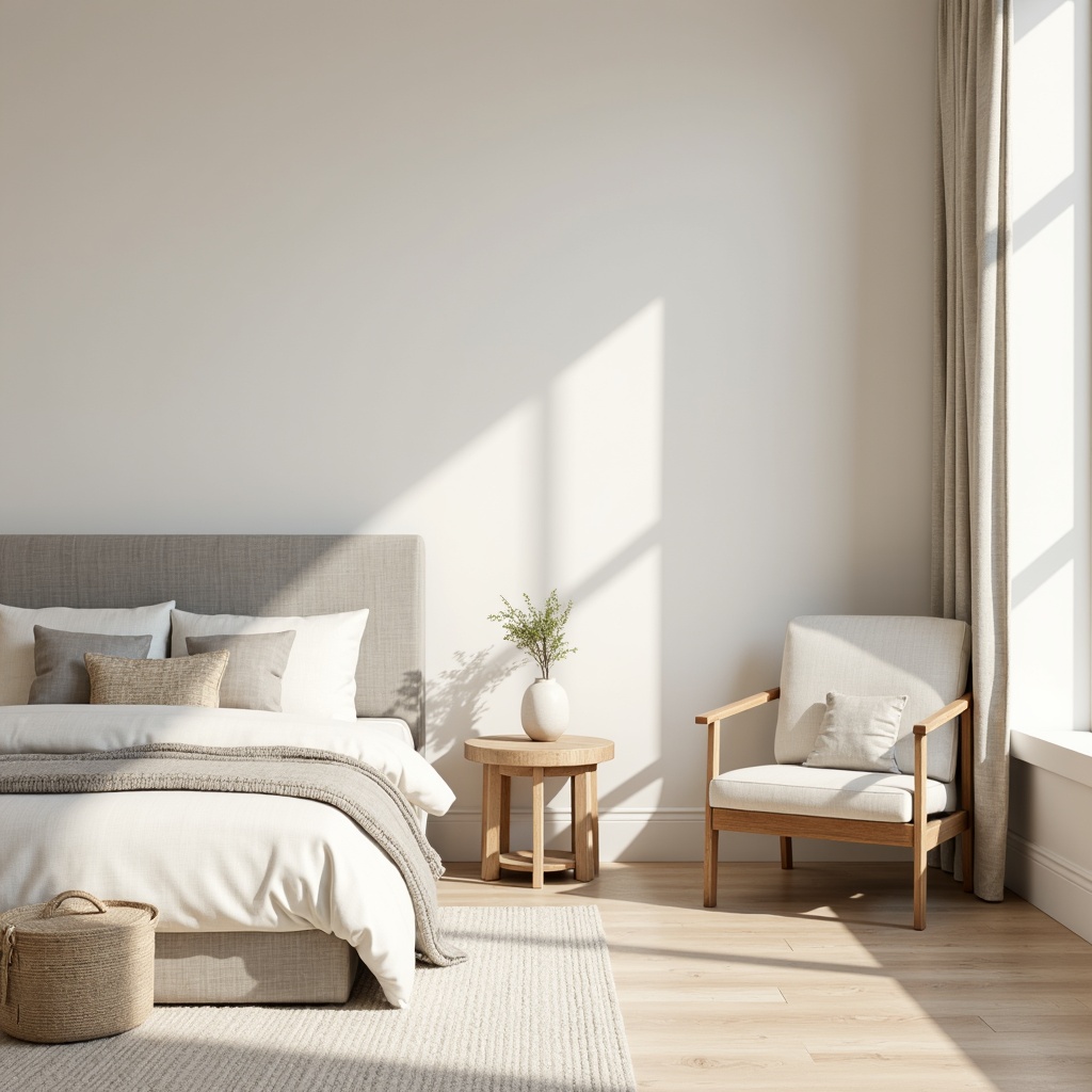 Prompt: Monochromatic color scheme, soft pastel hues, creamy whites, subtle grays, natural beige tones, earthy browns, minimal ornamentation, clean lines, simplistic forms, Scandinavian-inspired design, calm atmosphere, warm daylight, gentle shadows, shallow depth of field, 1/1 composition, realistic textures, ambient occlusion.