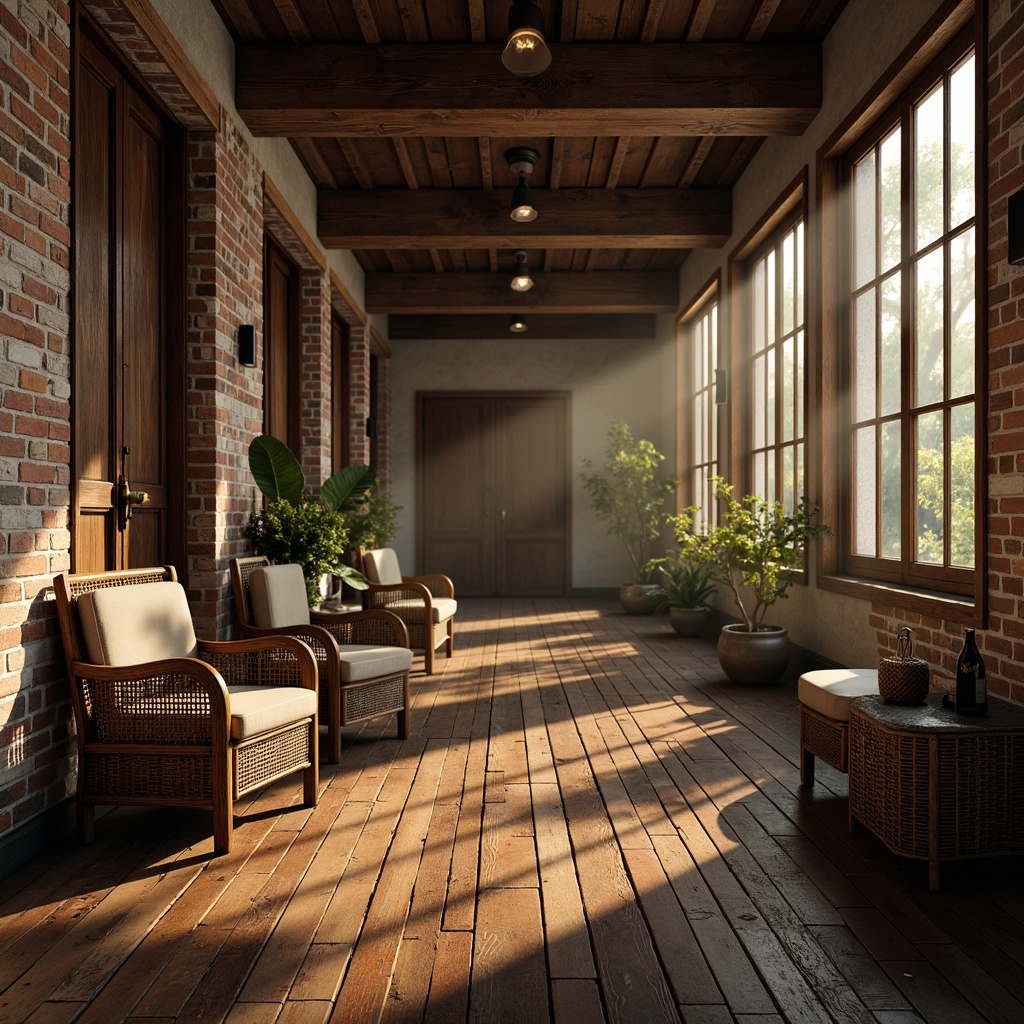 Prompt: Rustic wooden planks, distressed metal surfaces, vintage brick walls, rough-hewn stone facades, intricate ceramic tiles, woven wicker furniture, plush velvet fabrics, ornate carved details, warm golden lighting, soft focus blur, atmospheric misting, 1/2 composition, realistic shadows, ambient occlusion.