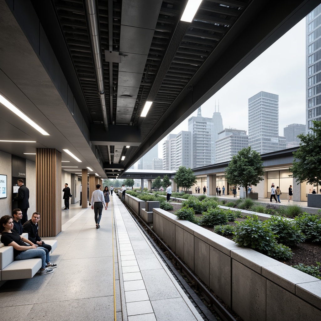 Prompt: Clean metro station, minimalist architecture, sleek lines, monochromatic color scheme, industrial materials, exposed ductwork, modern lighting fixtures, sparse greenery, urban atmosphere, busy commuters, rush hour scene, natural stone flooring, stainless steel handrails, simple signage, ample seating areas, geometric patterns, subtle textures, high-contrast lighting, shallow depth of field, 2/3 composition, cinematic mood, realistic rendering.