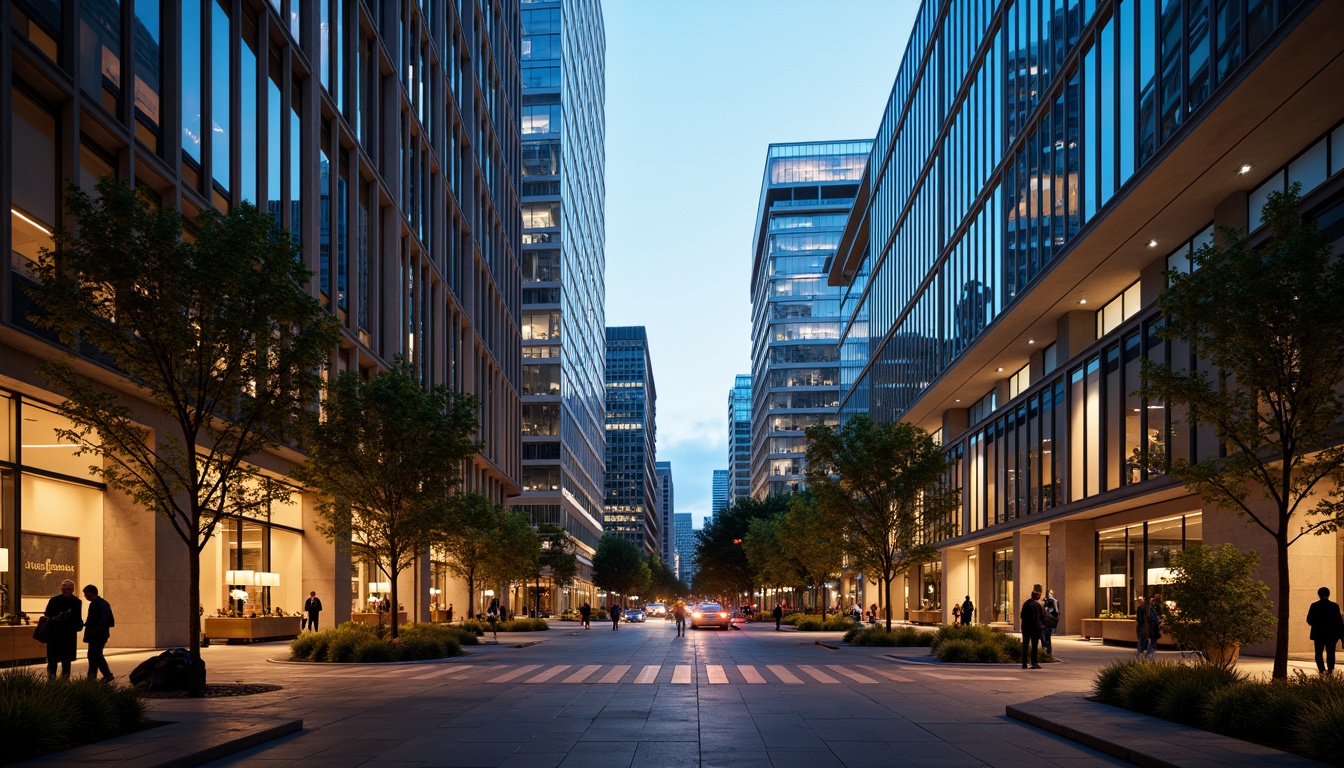 Prompt: Vibrant urban landscape, modern skyscrapers, sleek glass facades, steel beams, concrete foundations, city lights, bustling streets, evening ambiance, warm golden lighting, shallow depth of field, 2/3 composition, cinematic view, realistic reflections, subtle gradient maps.