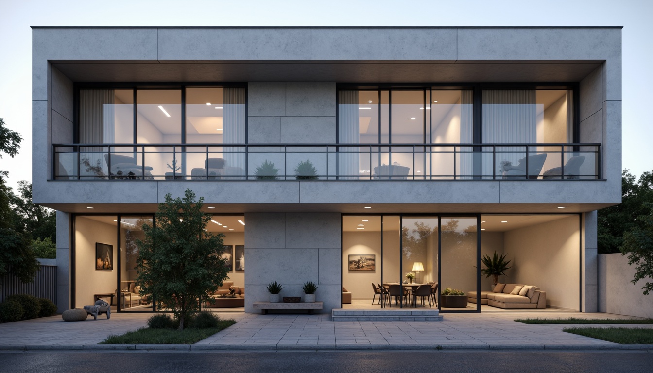 Prompt: Minimalist building facade, clean lines, simple shapes, monochromatic color scheme, large windows, sliding glass doors, minimalist balconies, subtle texture variations, industrial materials, exposed concrete walls, sleek metal accents, hidden LED lighting, soft ambient glow, shallow depth of field, 1/1 composition, symmetrical view, realistic reflections, subtle ambient occlusion.Please let me know if this meets your requirements!