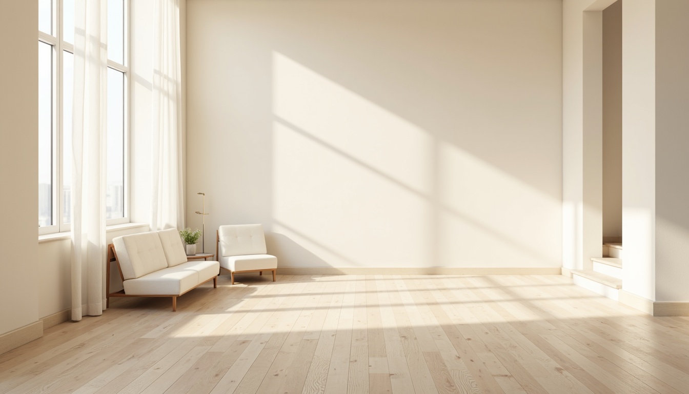 Prompt: Monochromatic background, soft pastel hues, gentle beige tones, subtle cream accents, minimalist decor, sparse furniture arrangement, clean lines, simple shapes, empty spaces, natural light pouring in, sheer curtains, wooden floors, sleek metal fixtures, modern simplicity, calm atmosphere, shallow depth of field, 1/1 composition, realistic textures, ambient occlusion.