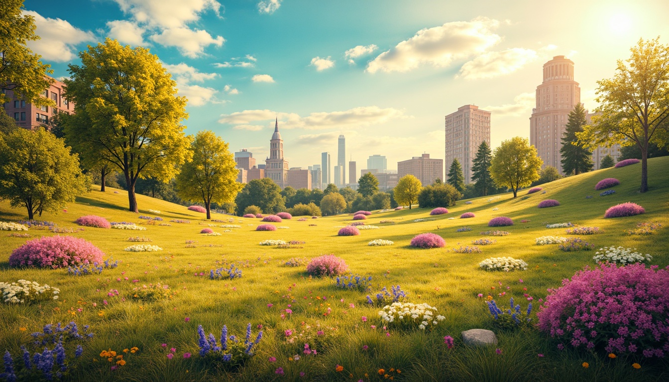 Prompt: Vibrant meadow, harmonious colors, expressive brushstrokes, abstracted tree forms, dynamic flower arrangements, whimsical cloud formations, warm golden light, soft focus, shallow depth of field, 1/2 composition, impressionist-inspired textures, ambient occlusion, dreamy atmosphere, fantastical scenery, rhythmic patterns, lyrical movement, gentle breeze, serene ambiance.