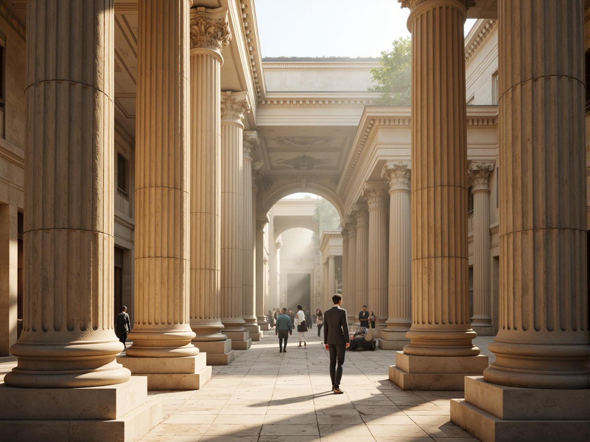 Prompt: Grandiose columns, ornate capitals, fluted shafts, classical pediments, symmetrical facades, rusticated bases, elegant arches, refined moldings, subtle carvings, creamy marble, smooth limestone, majestic proportions, dramatic lighting, atmospheric fog, soft warm glow, shallow depth of field, 3/4 composition, panoramic view, realistic textures, ambient occlusion.