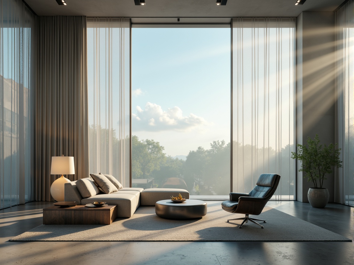 Prompt: Ethereal atmosphere, translucent walls, soft diffused light, minimalist decor, subtle shadows, refined textures, sleek modern furniture, polished metal accents, ambient illumination, misty day, shallow depth of field, 1/1 composition, panoramic view, realistic reflections, subtle color gradients.