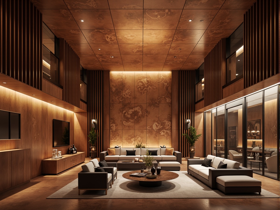 Prompt: Luxurious copper accents, modern industrial aesthetic, sleek metallic surfaces, oxidized patina, warm golden tones, minimalist decorative elements, clean lines, geometric patterns, sophisticated interior design, high-end furniture pieces, rich textures, atmospheric lighting, shallow depth of field, 1/1 composition, realistic reflections, ambient occlusion.