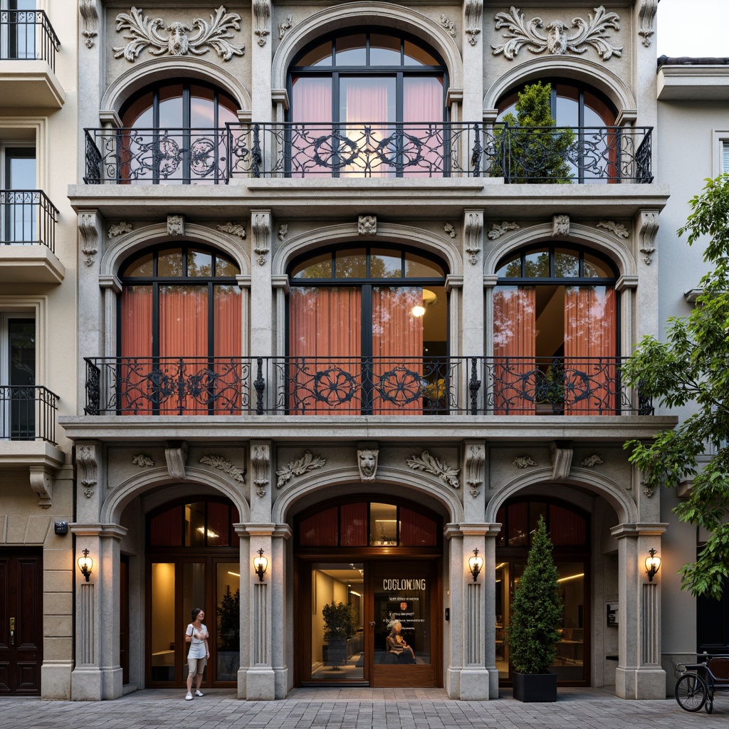 Prompt: Grandiose building facade, intricate stone carvings, ornate metalwork, rustic brick walls, vibrant colored glazes, sleek glass surfaces, weathered concrete textures, ornamental stucco patterns, classical architectural details, symmetrical compositions, dramatic shading effects, high-contrast lighting, atmospheric perspective, 1/1 aspect ratio, realistic material properties, ambient occlusion.