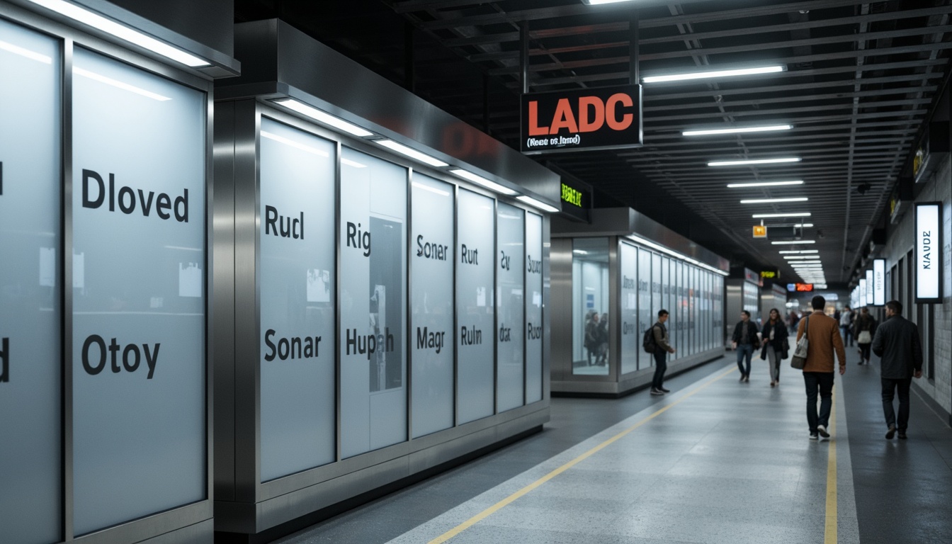 Prompt: Clean metro station interior, minimalistic signage, sleek modern typography, stainless steel frames, glass panels, subtle LED lighting, neutral color scheme, concrete flooring, geometric shapes, futuristic aesthetic, urban atmosphere, busy commuter scene, shallow depth of field, 1/2 composition, realistic textures, ambient occlusion.