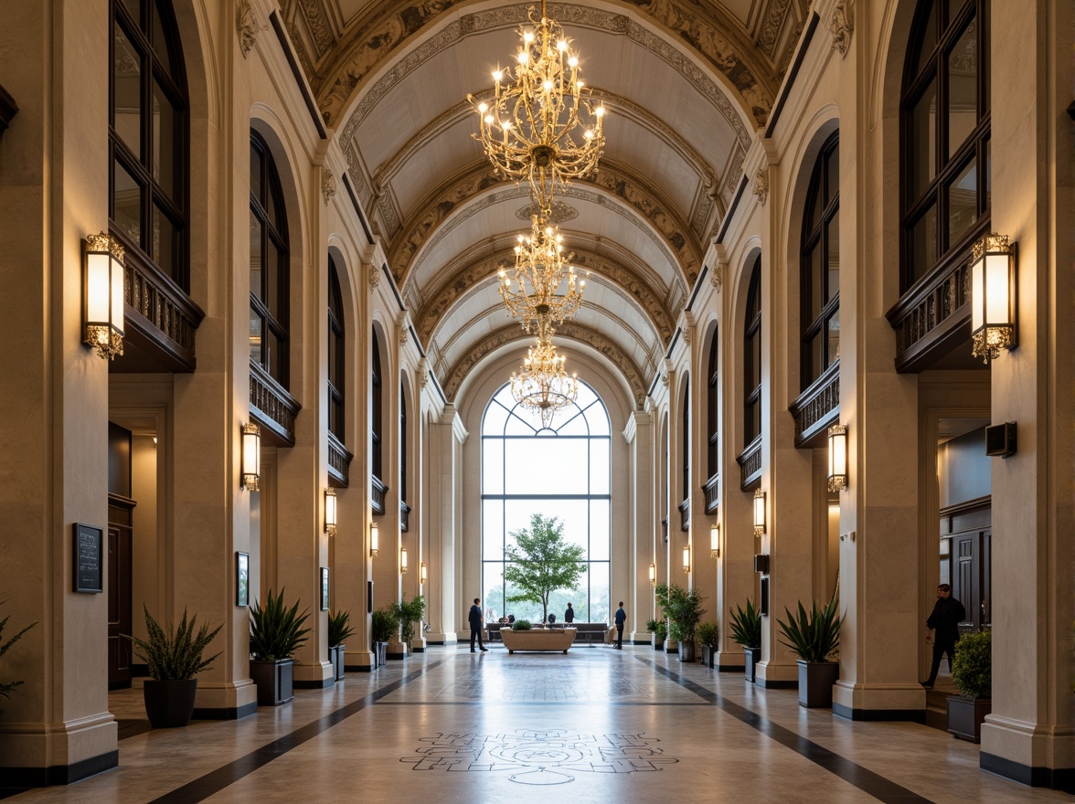 Prompt: Grand entrance hall, symmetrical fa\u00e7ade, identical twin towers, mirrored reflections, perfect bilateral symmetry, elegant archways, ornate columns, harmonious proportions, balanced composition, majestic dome, intricate geometric patterns, polished marble floors, lavish chandeliers, neutral color palette, subtle textures, ambient lighting, soft shadows, 1/1 composition, central axis, radial balance, visual equilibrium.