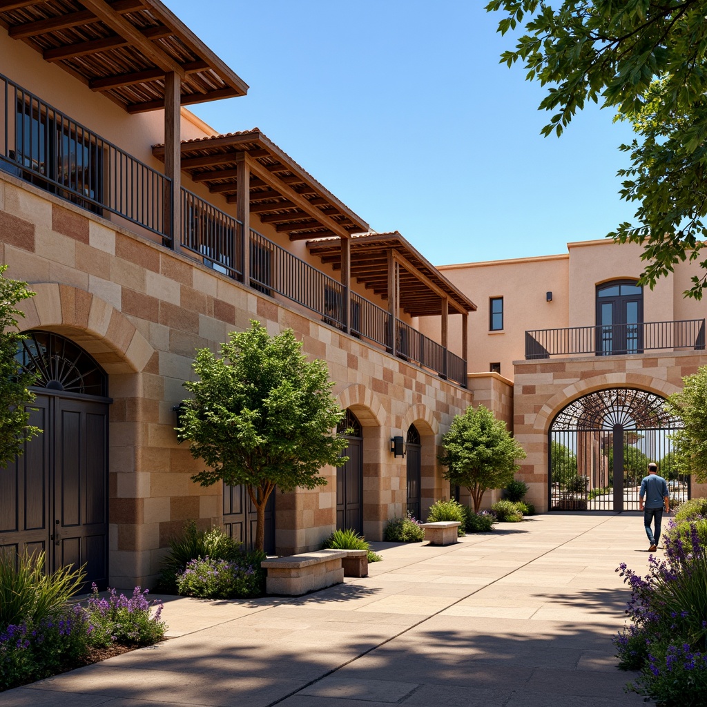 Prompt: Rustic stadium, regional materials, earthy tones, natural stone fa\u00e7ades, wooden beams, terracotta roofs, vibrant local colors, ornate metalwork, intricate stonework, curved archways, grand entrance gates, lush greenery, native plants, warm sunny day, soft diffused lighting, shallow depth of field, 1/2 composition, realistic textures, ambient occlusion.Please let me know if this meets your requirements!