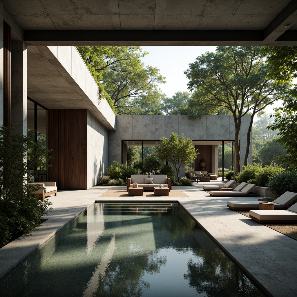 Prompt: Minimalist villa, brutalist architecture, open floor plan, industrial materials, exposed concrete walls, steel beams, wooden accents, large windows, sliding glass doors, natural light pouring in, urban jungle surroundings, lush greenery, modern furniture, sleek lines, minimal ornamentation, monochromatic color scheme, dramatic shadows, high contrast lighting, shallow depth of field, 2/3 composition, cinematic view, realistic textures, ambient occlusion.