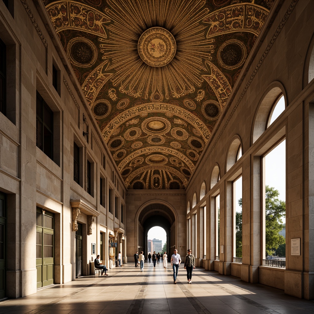 Prompt: Intricate stone arches, ornate carvings, golden mosaics, domed ceilings, grandiose cathedrals, ancient Greek influences, majestic entranceways, symmetrical facades, richly textured walls, ornamental columns, vaulted roofs, narrow windows, soft warm lighting, subtle shading, 1/1 composition, realistic textures, ambient occlusion.