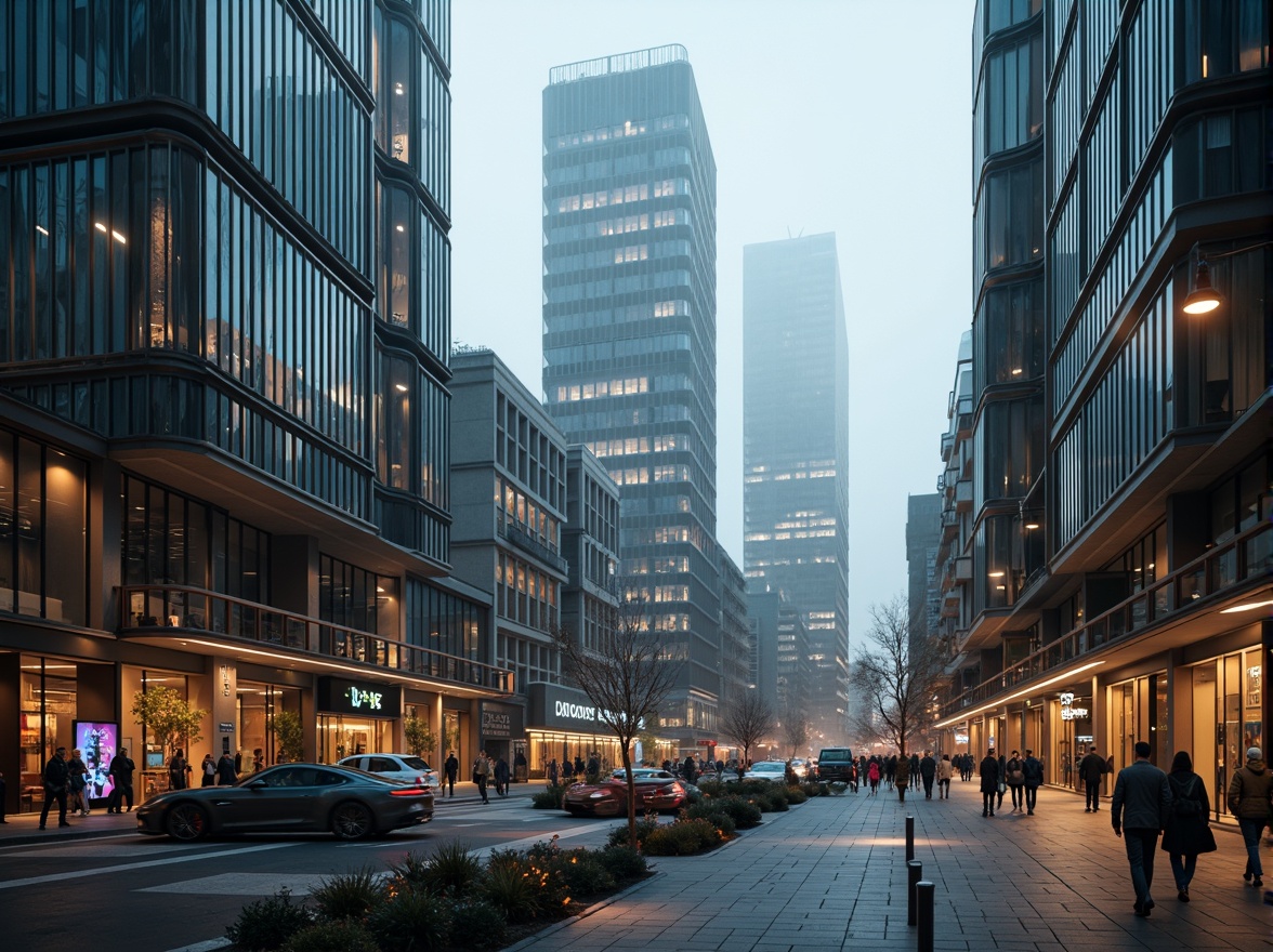 Prompt: Futuristic cityscape, sleek skyscrapers with constructivist architecture, metallic latticework, cantilevered structures, asymmetrical shapes, industrial materials, urban plaza, pedestrian walkways, modern streetlights, abstract sculptures, vibrant neon lights, misty atmosphere, soft focus, shallow depth of field, 1/2 composition, cinematic perspective, dramatic shadows, high-contrast lighting.