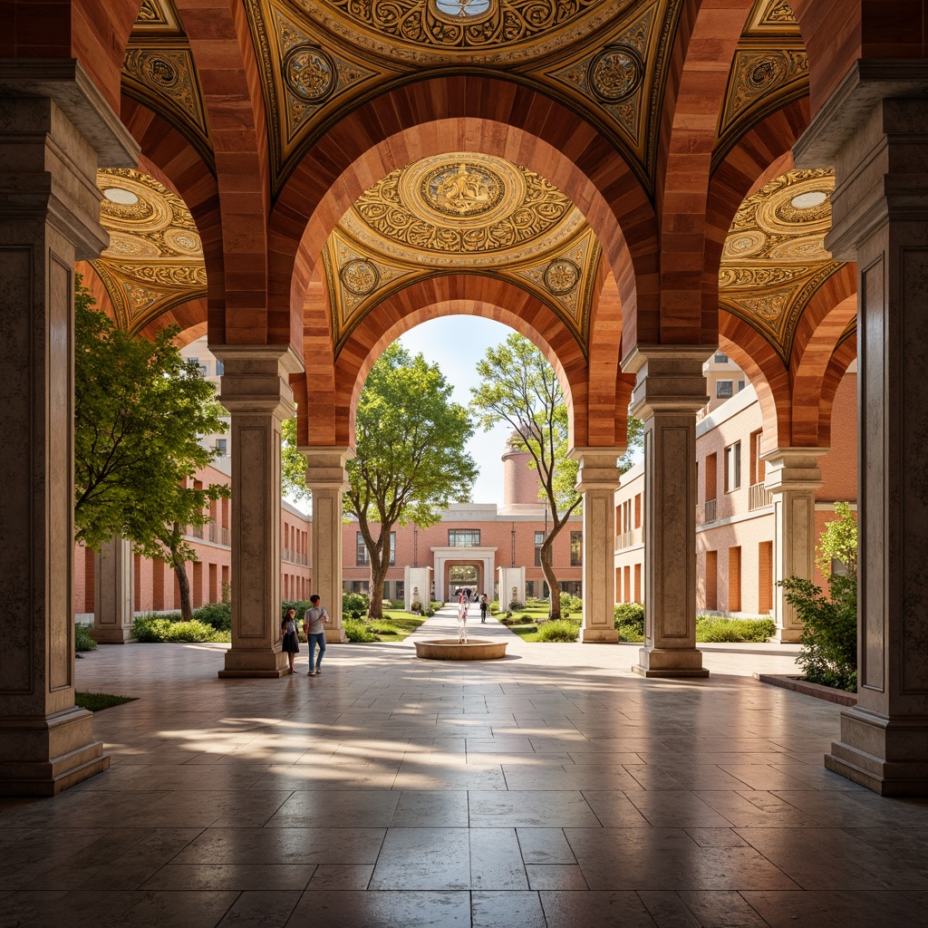 Prompt: Vibrant mosque, intricate arches, Islamic calligraphy, geometric patterns, warm golden lighting, spiritual ambiance, open courtyard, fountain water feature, serene landscaping, diverse community gatherings, cultural exchange programs, inclusive worship spaces, accessible ramps, wheelchair-friendly facilities, natural stone flooring, stained glass windows, modern minaret, prayer halls, ablution areas, calm color palette, soft shadows, 1/2 composition, shallow depth of field, realistic textures.