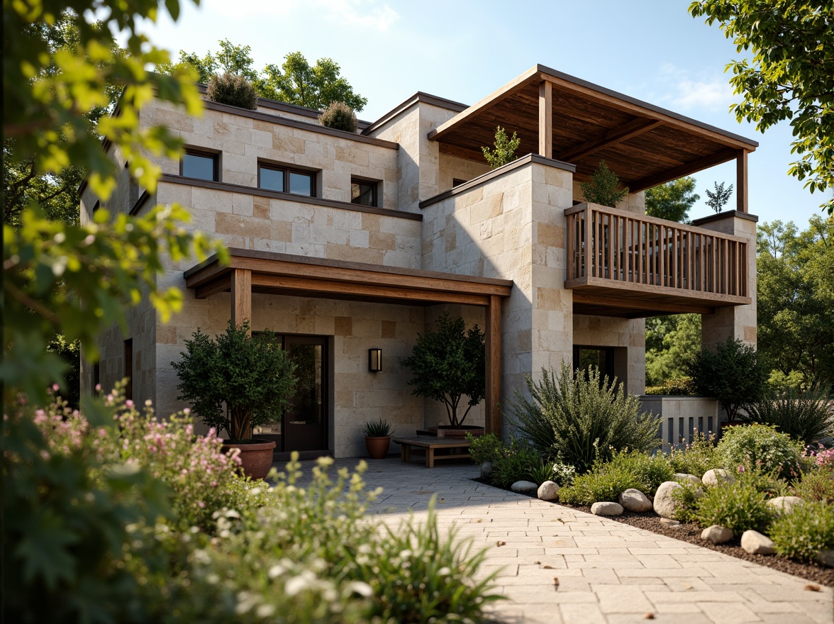 Prompt: Rustic winery facade, eclectic architecture, distressed stone walls, wooden accents, metal cladding, curved lines, ornate decorations, asymmetrical composition, natural materials, earthy color palette, lush green vines, blooming flowers, warm sunny day, soft diffused lighting, shallow depth of field, 1/2 composition, realistic textures, ambient occlusion.