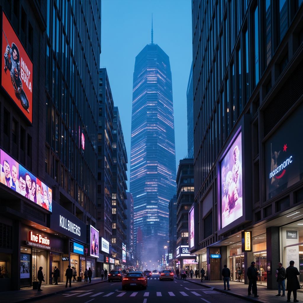 Prompt: Neon-lit cityscape, futuristic skyscrapers, sleek metallic surfaces, holographic advertisements, vibrant LED lights, glowing neon strips, dark alleys, misty atmosphere, cinematic color grading, high-contrast lighting, deep shadows, 3D projection mapping, immersive environments, cyberpunk ambiance, dystopian mood, ominous fog, dramatic spotlights, lens flares, realistic reflections, ambient occlusion, shallow depth of field.