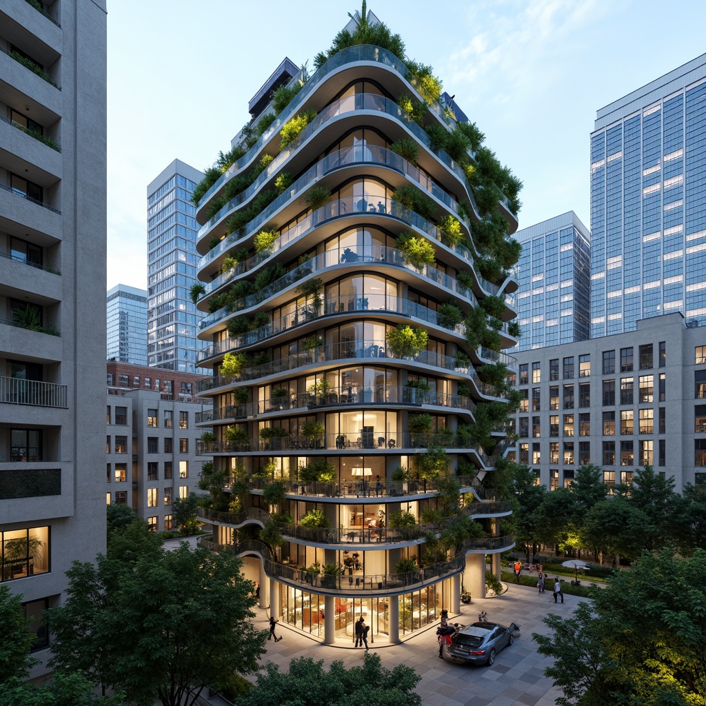 Prompt: Eco-friendly apartment complex, futuristic skyscraper, green roofs, solar panels, wind turbines, rainwater harvesting systems, recycled materials, minimalist interior design, energy-efficient appliances, smart home automation, vertical farming, hydroponic gardens, living walls, urban agriculture, zero-carbon footprint, circular economy principles, futuristic transportation hubs, electric vehicle charging stations, autonomous drone delivery systems, augmented reality wayfinding, soft ambient lighting, panoramic city views, 3/4 composition, shallow depth of field.