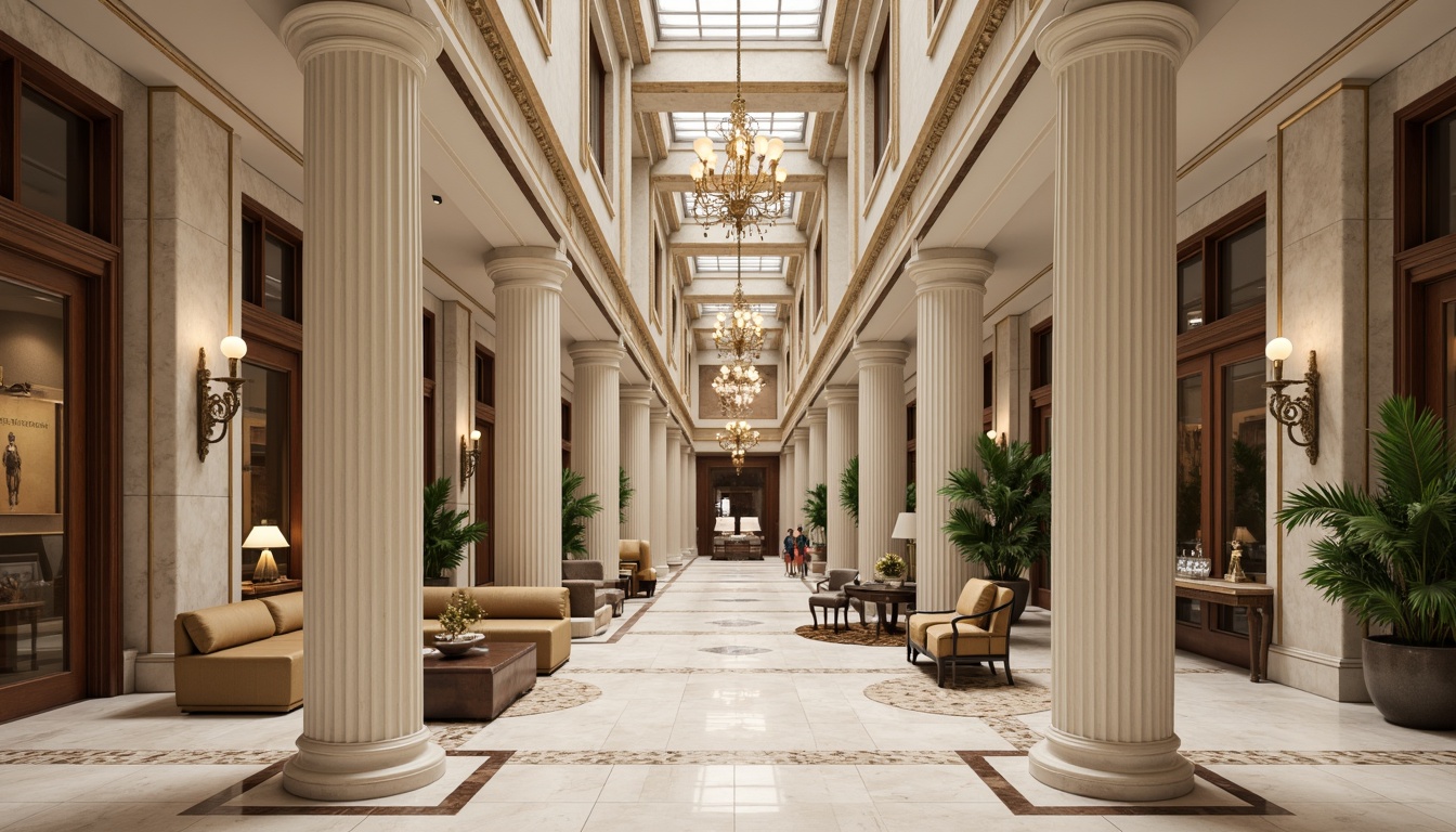 Prompt: Grandiose bank facade, neoclassical columns, ornate decorations, marble walls, high ceilings, lavish chandeliers, rich wood paneling, opulent furnishings, neutral beige tones, creamy whites, soft grays, muted gold accents, subtle bronze hints, elegant typography, sophisticated lighting, shallow depth of field, 1/1 composition, realistic textures, ambient occlusion.