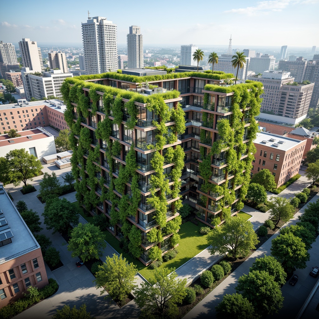 Prompt: Eco-friendly building, green roofs, solar panels, wind turbines, rainwater harvesting systems, recycled materials, low-carbon footprint, natural ventilation, energy-efficient windows, insulation, double glazing, sustainable urban planning, organic gardens, biodiversity conservation, bird-friendly buildings, living walls, vertical forests, minimal waste generation, recyclable construction materials, Cradle-to-Cradle design approach, circular economy principles, LEED-certified architecture, net-zero energy buildings, carbon-neutral infrastructure, futuristic design, innovative water management systems.