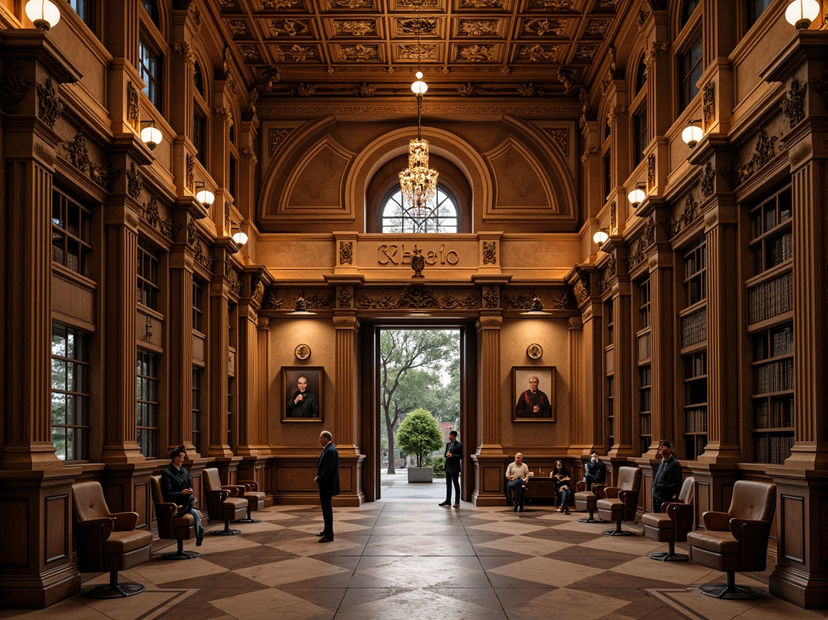 Prompt: Grand cinematic facade, ornate detailing, majestic columns, regal entranceways, symmetrical compositions, vintage cameras, film reels, director's chairs, academic insignia, rich wood tones, leather-bound books, warm golden lighting, shallow depth of field, 2/3 composition, cinematic lenses, realistic textures, ambient occlusion.