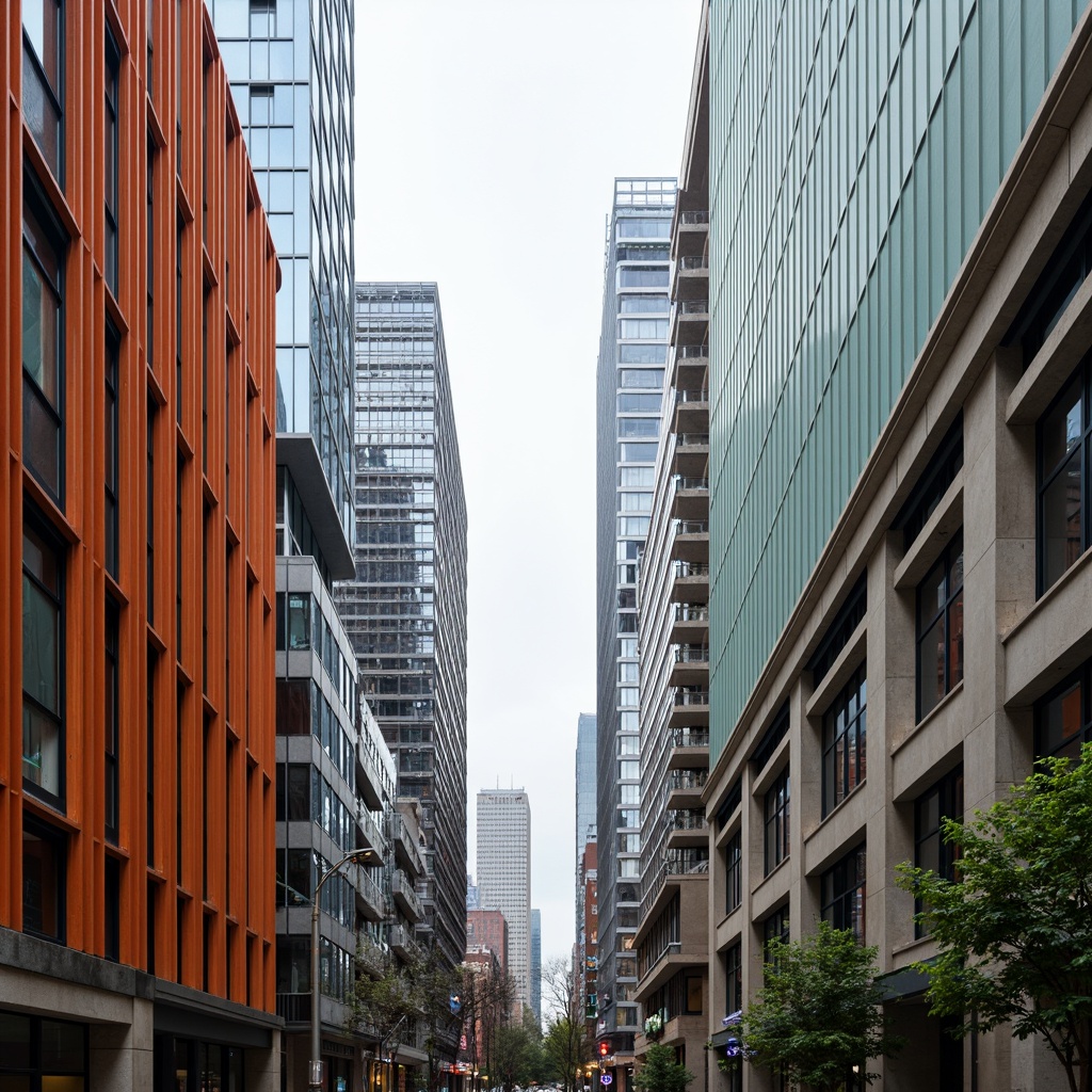 Prompt: Vibrant urban cityscape, sleek modern skyscrapers, bold primary colors, contrasting neutral tones, bright accent walls, warm natural wood textures, cool metallic surfaces, soft pastel hues, intricate geometric patterns, subtle gradient effects, harmonious color harmony, balanced visual composition, 1/1 aspect ratio, low-key lighting, atmospheric mist, realistic material reflections, ambient occlusion.