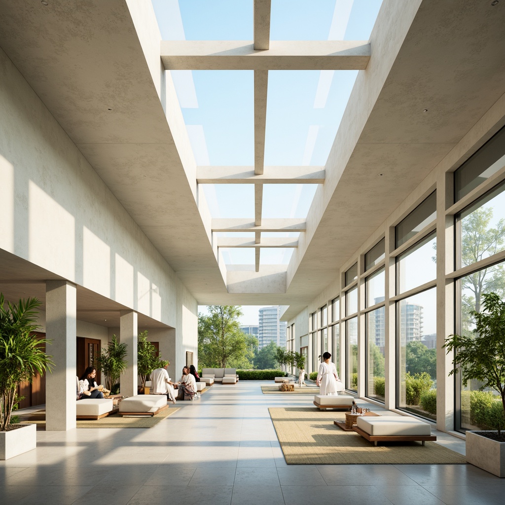 Prompt: Spacious interior, abundant natural light, floor-to-ceiling windows, clerestory windows, skylights, translucent roofing, reflective surfaces, minimal obstruction, open floor plan, minimalist decor, pastel color palette, soft warm lighting, shallow depth of field, 1/1 composition, realistic textures, ambient occlusion, modern sustainable architecture, eco-friendly materials, green roofs, innovative glazing systems, automatic shading devices, solar tubes, tubular daylighting devices.