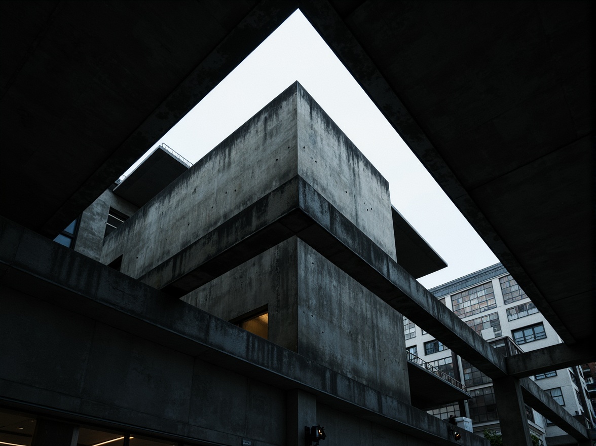 Prompt: Harsh concrete structures, dramatic shadows, industrial-style metal beams, exposed ductwork, raw unfinished surfaces, limited natural light, artificial fluorescent lighting, bold accent lighting, stark contrast, brutalist aesthetics, urban cityscape, overcast sky, diffuse softbox lighting, high-contrast chiaroscuro, cinematic atmosphere, intense highlights, deep shadows.