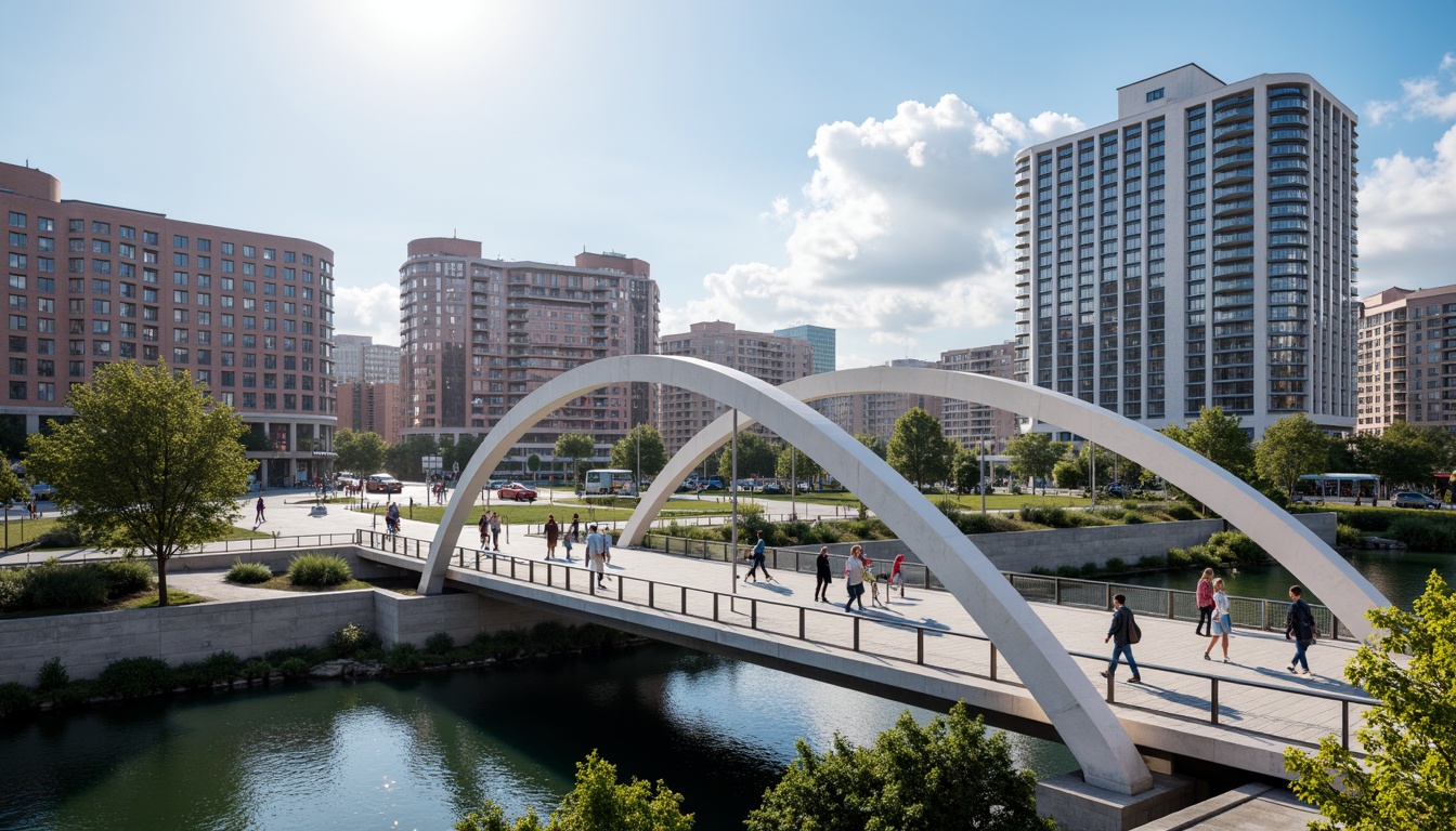 Prompt: Strong fibreglass bridge structure, modern infrastructure design, high-strength fibre reinforcement, corrosion-resistant materials, durable construction elements, sleek curved lines, metallic accents, urban cityscape, busy traffic flow, sunny day, dramatic lighting, shallow depth of field, 2/3 composition, realistic textures, ambient occlusion.