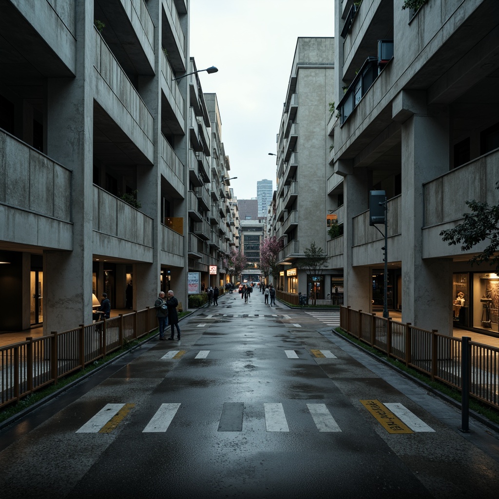 Prompt: Rugged bus station, brutalist architecture, raw concrete walls, angular columns, fortress-like structure, industrial-style lighting, metallic accents, urban landscape, city streets, busy roads, morning commute, gloomy weather, dramatic shadows, high-contrast lighting, cinematic atmosphere, symmetrical composition, central perspective, deep depth of field, gritty textures, realistic materials.