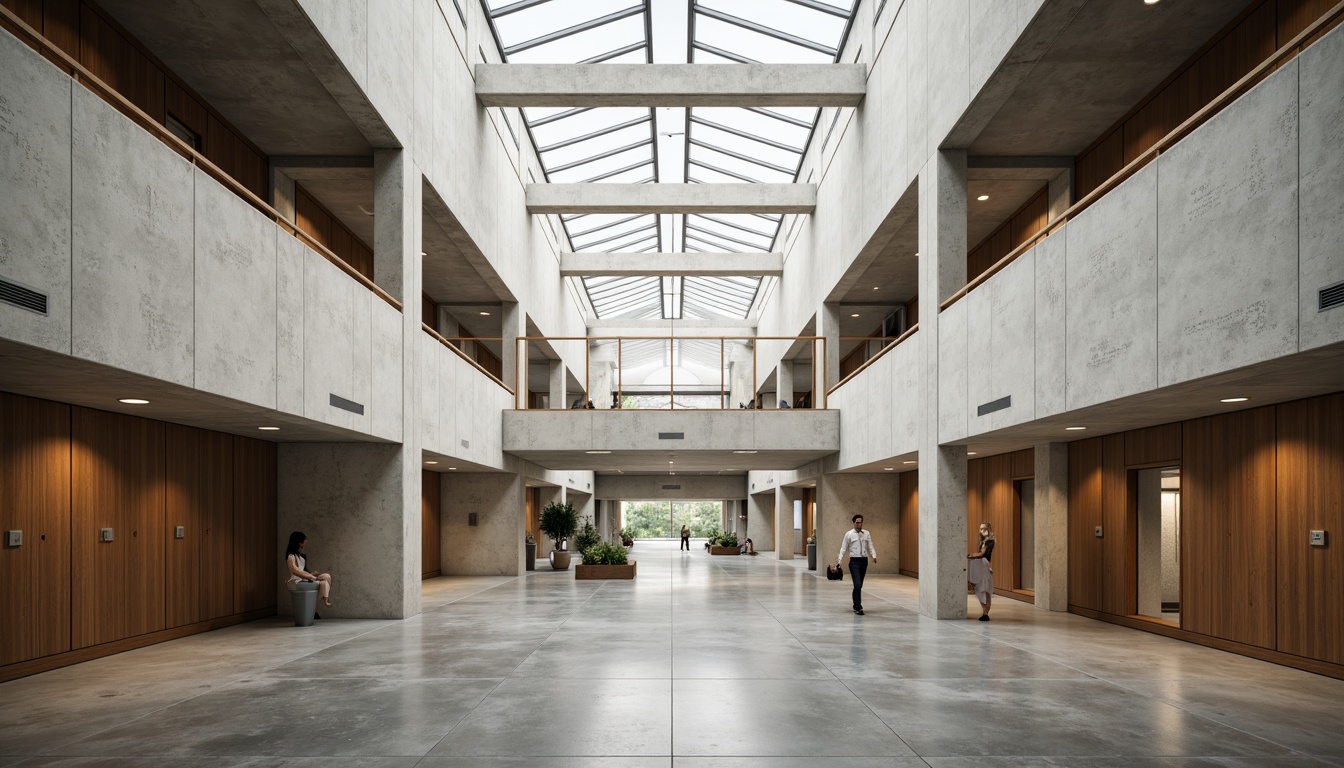 Prompt: Bauhaus-style courthouse, minimalist architecture, clean lines, rectangular forms, industrial materials, exposed ductwork, concrete floors, steel beams, large windows, clerestory lighting, natural ventilation, soft diffused light, warm color temperature, subtle shadows, 1/1 composition, symmetrical framing, realistic textures, ambient occlusion.