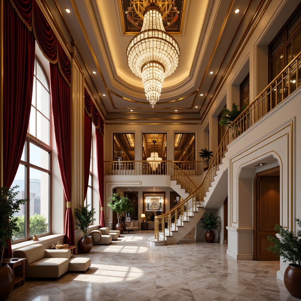 Prompt: Opulent dental clinic, ornate gold accents, intricately carved wooden panels, lavish velvet drapes, crystal chandeliers, richly polished marble floors, grand staircase, sweeping archways, dramatic high ceilings, soft warm lighting, shallow depth of field, 3/4 composition, realistic textures, ambient occlusion.