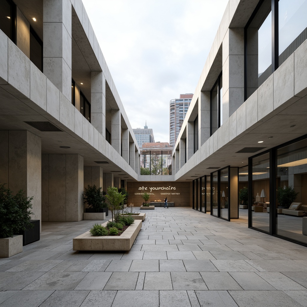 Prompt: Minimalist courthouse building, clean lines, rectangular forms, industrial materials, steel beams, concrete walls, large glass windows, open atrium, natural stone floors, geometric planters, sparse greenery, modern sculptures, abstract art pieces, brutalist architecture influences, functional outdoor spaces, subtle lighting, 1/1 composition, low-angle shot, urban cityscape background, cloudy sky, soft diffused light.Please let me know if this meets your expectations!