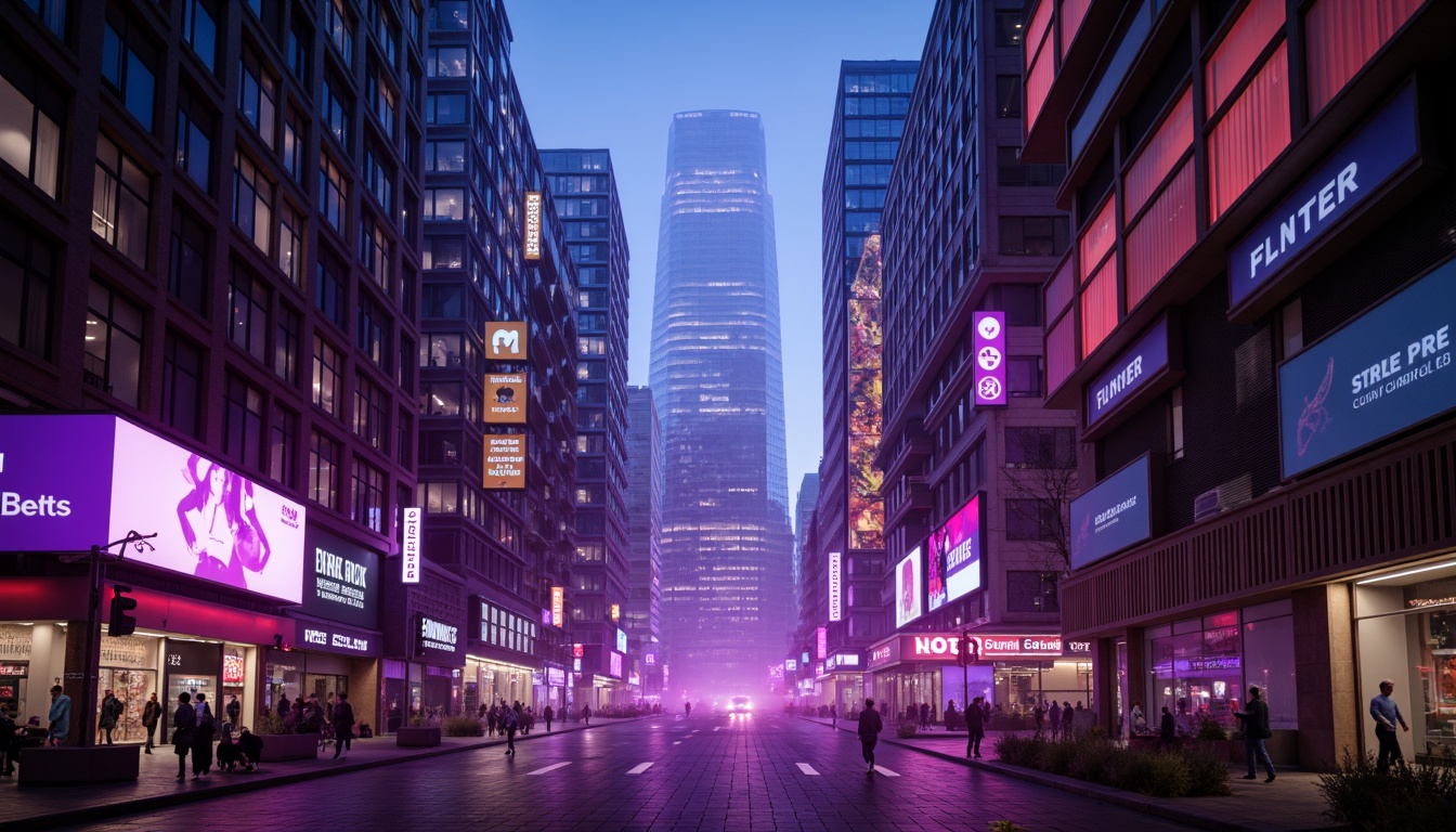 Prompt: Neon-lit cityscape, futuristic skyscrapers, holographic advertisements, sleek metallic surfaces, luminescent streetlights, atmospheric fog, misty alleyways, cinematic color grading, high-contrast lighting, dramatic shadows, ambient occlusion, realistic reflections, glowing neon signs, LED strip lights, fiber-optic cables, cyberpunk aesthetics, dystopian ambiance, 3/4 composition, low-angle shots, dynamic camera movements, vibrant purple hues, electric blue tones, warm golden lighting, soft focus effects.