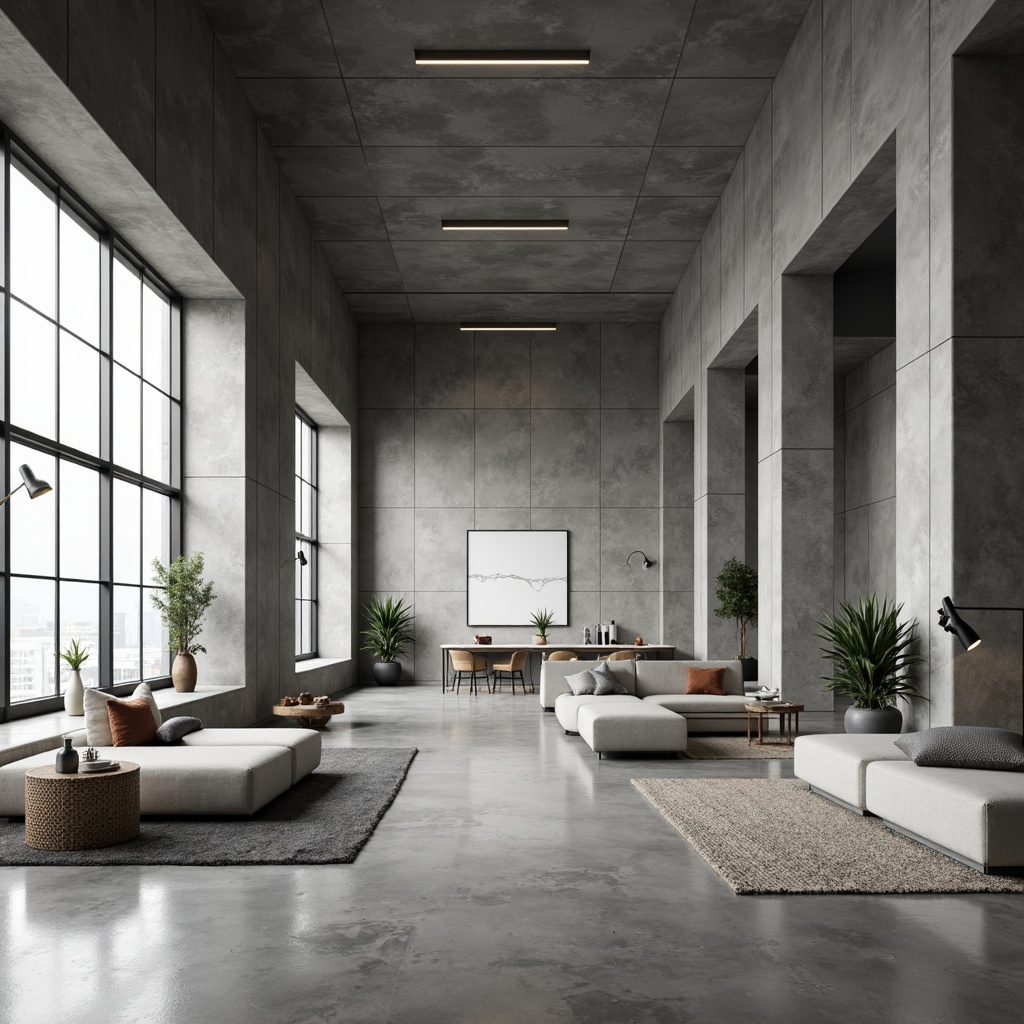 Prompt: Monochromatic interior space, sleek surfaces, polished concrete floors, industrial metal frames, minimalist decor, sparse furnishings, low-profile furniture, neutral color palette, natural textiles, matte finishes, subtle patterns, ambient lighting, soft shadows, shallow depth of field, 3/4 composition, realistic renderings.Please let me know if this meets your requirements!