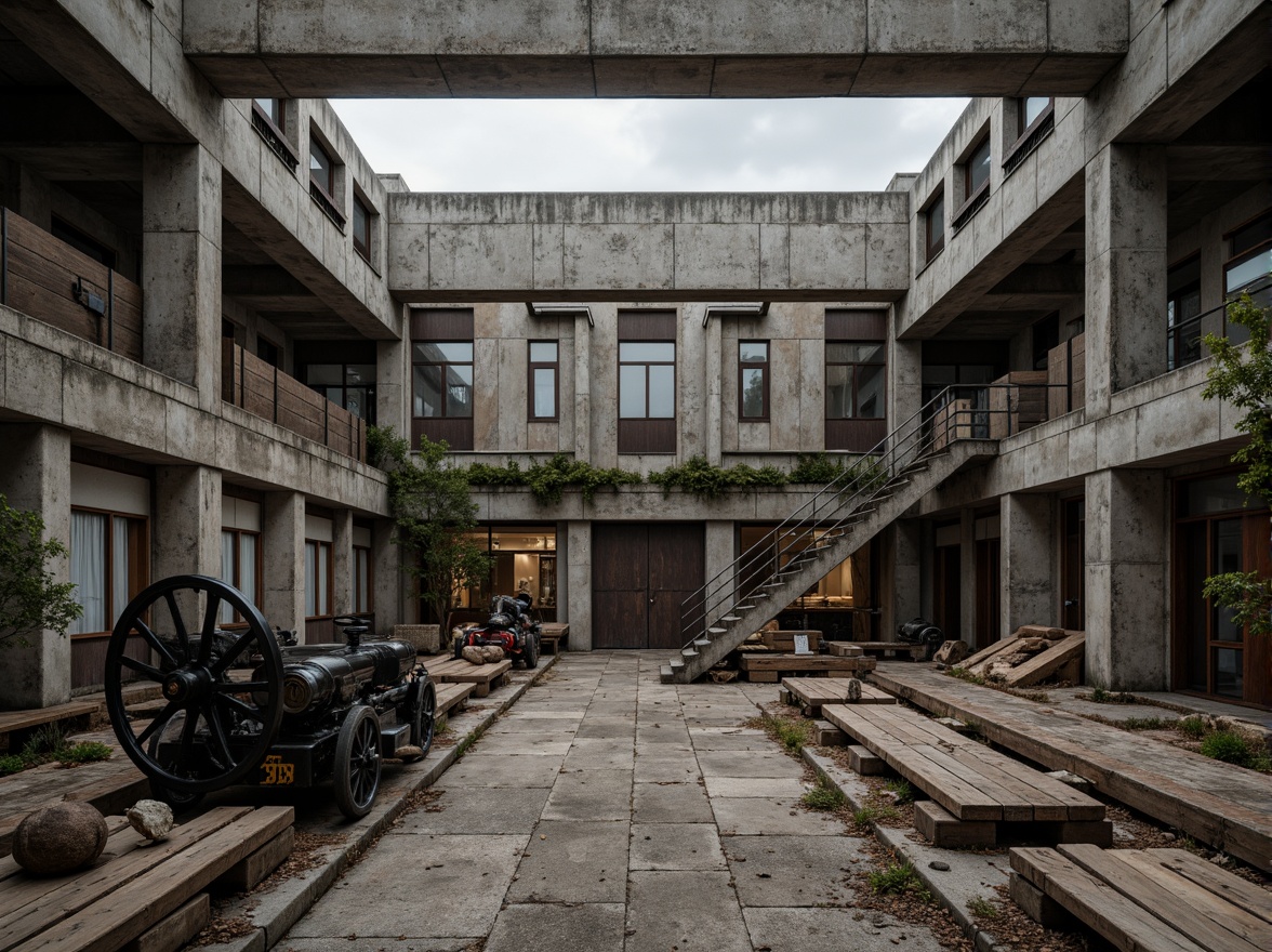 Prompt: Rustic industrial backdrop, distressed concrete walls, exposed steel beams, metallic textures, worn wooden planks, vintage machinery parts, reclaimed lumber, brutalist architecture, urban decay, overcast sky, dramatic shadows, high contrast lighting, 1/1 composition, symmetrical framing, moody atmosphere, realistic wear and tear.