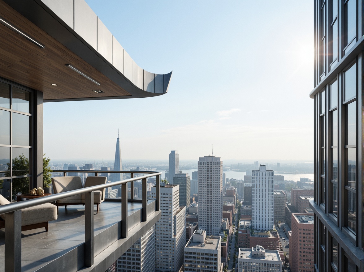 Prompt: Sleek modern building, curved lines, silver metallic frames, floor-to-ceiling windows, minimal ornamentation, urban cityscape, bright sunny day, soft natural lighting, shallow depth of field, 3/4 composition, panoramic view, realistic reflections, ambient occlusion, stainless steel materials, glass railings, minimalist decorations, contemporary interior design, open-plan living space, functional simplicity, Scandinavian-inspired aesthetic.